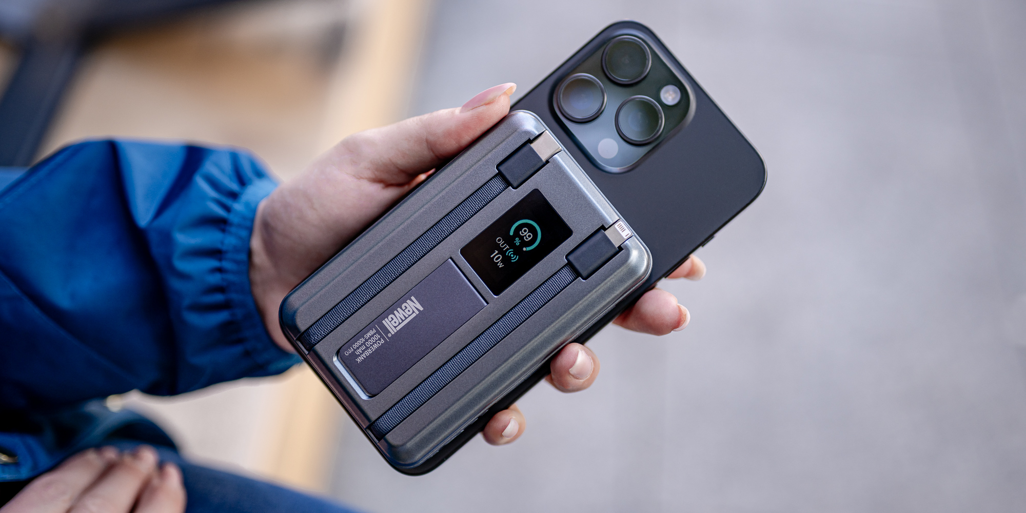 Power Bank Newell MS-10000 Pro MagSafe 10000 mAh Lightning, USB-C - szary